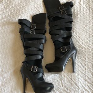 bebe jenna tall suede/leather boots